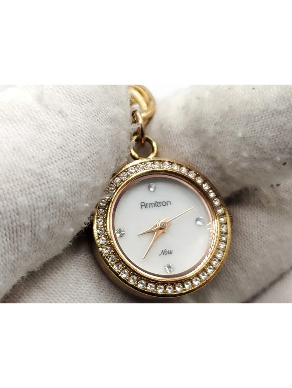 Armitron Now Rose Gold Tone Charm Watch New Battery MOP White Dial 22mm